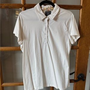 Ariat Women's White Short-Sleeve Button Down Cotton Polo Shirt XL